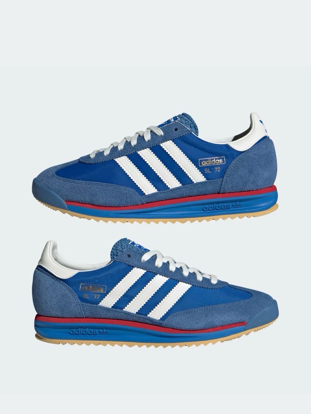 adidas Blue & White SL 72 RS Retro Runner with Red Accents| Men’s 7.5